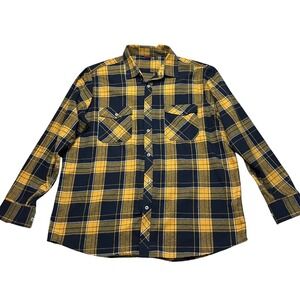 Unbranded‎ Button Down Shirt Mens XL Yellow Plaid Flannel Long Sleeve 5266